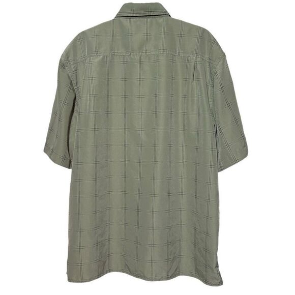 Bruno Button-up Shirt Men's XL Gray Plaid Geo Sueded Microfiber Short Sleeve - Picture 4 of 9
